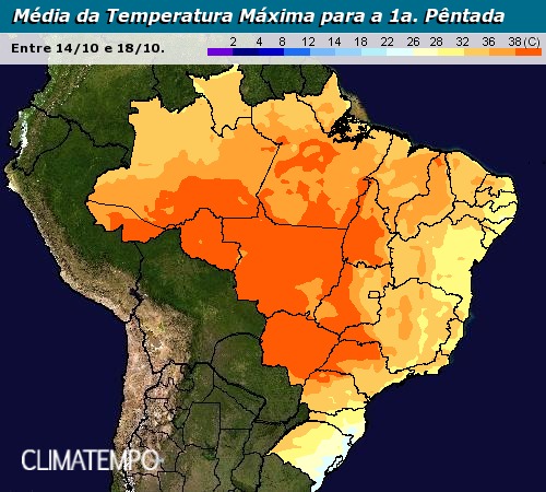 Média da temperatura máxima para a 1ª pêntada