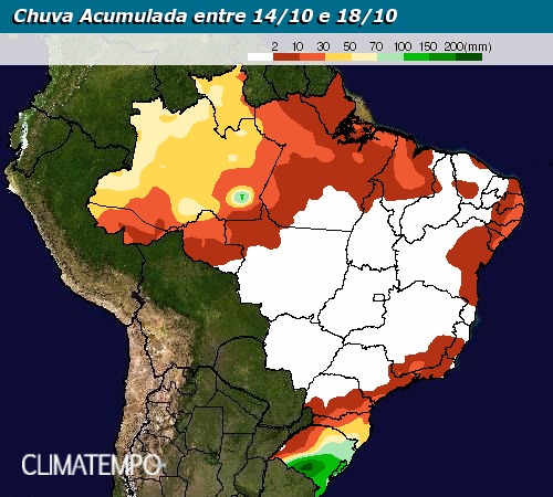 Chuva acumulada entre 14 e 18 de outubro
