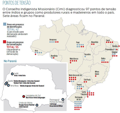 Paraná tem 7 áreas sob risco de conflito entre índios e ruralistas