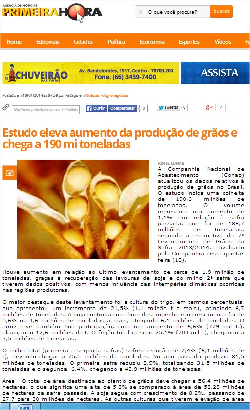 Conab - Primeira Hora