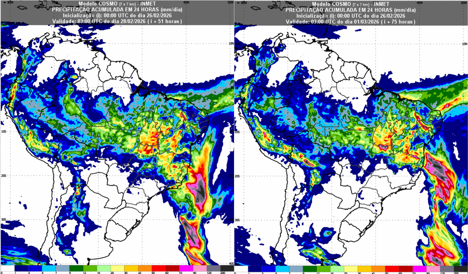 Sistema de baixa pressão mantém risco de chuva em áreas do Sudeste e amplia instabilidades no Nordeste