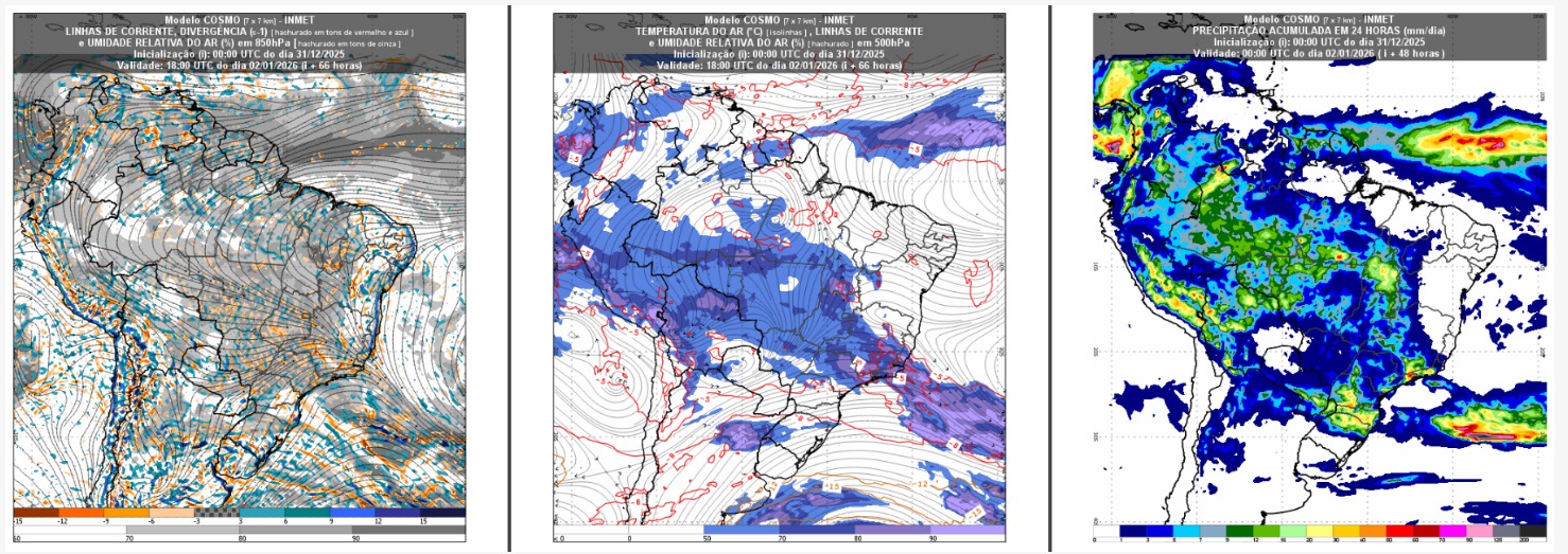 Primeiro episódio de ZCAS de 2026 trará chuvas persistentes e volumes elevados