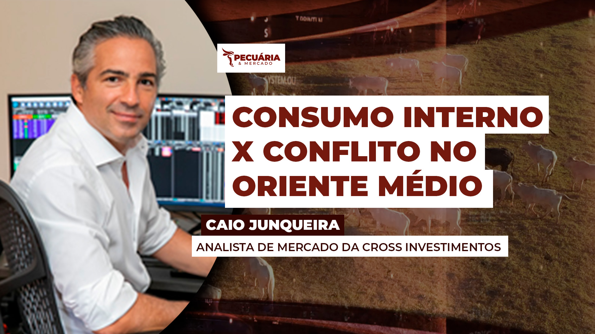 Consumo interno fraco pesa mais que conflito no Oriente Médio no movimento de pressão sobre arroba do boi gordo, alerta analista