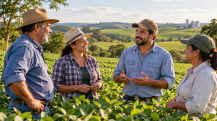 Conversa entre agricultores no campo