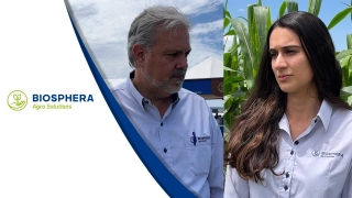 César Kersting, diretor comercial da Biosphera e Isabela Gato, assistente de pesquisa da Biosphera