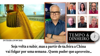 Soja em alta, mas a partir de 6a feira a China vai folgar por uma semana. Quem puder que aproveite.