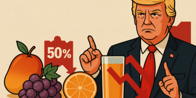 Hortifruti/Cepea: Tarifaço de trump ameaça exportações de frutas e desestabiliza mercado de suco de laranja