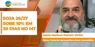 Soja 26/27 acumula 10% de alta em 30 dias no MT e produtor avança com a comercialização