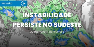Instabilidade persiste no Sudeste com risco de temporais | Previsão 04/02/2026