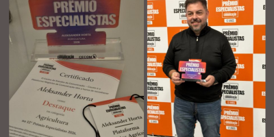 Aleksander Horta, do Notícias Agrícolas, vence Prêmio Especialistas na categoria Agricultura