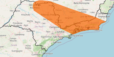 Alerta laranja para tempestades atinge áreas de São Paulo, Minas Gerais e Rio de Janeiro