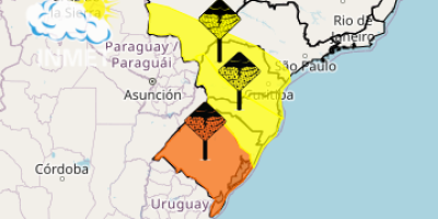 Alerta laranja do Inmet abrange grande para do Rio Grande do Sul nesta quinta-feira (07)