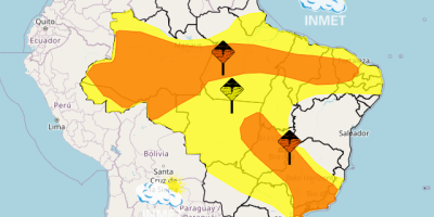 Inmet emite alertas de chuvas intensas para esta 5ª feira em grande parte do país