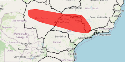Inmet emite alerta de grande perigo para acumulado de chuva no interior de SP, MS e MG