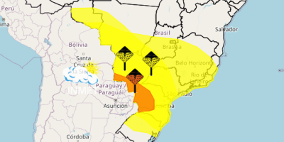 Sul, Centro-Oeste e parte do Sudeste têm alertas para tempestade entre 5ª e 6º feira