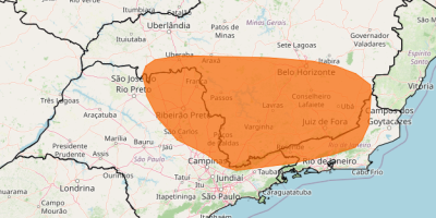 Área entre sul de Minas Gerais, São Paulo e Rio de Janeiro tem alerta laranja para tempestade