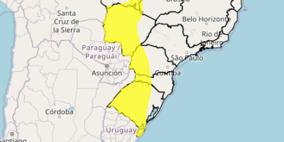 Parte da Região Sul e do Centro-Oeste têm perigo potencial para tempestade nos próximos dias
