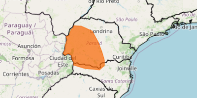 Paraná tem alerta laranja do Inmet para tempestade nesta 6ª feira (22)