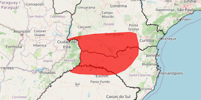 Municípios do Sul têm aviso vermelho para tempestades neste sábado