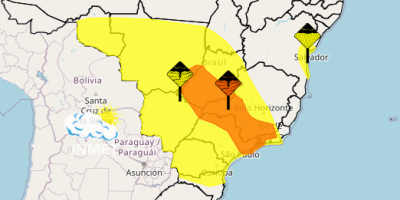 Chuva deve atingir áreas do Centro-Oeste e Sudeste nesta quinta-feira