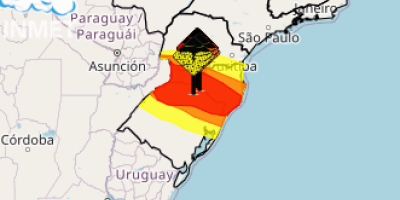 Inmet emite alerta vermelho de grande perigo para acumulado de chuva no Sul do Brasil