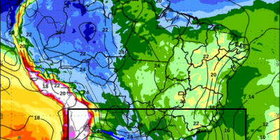 Frente fria provoca temporais no Sul e avança pelo Sudeste; Centro-Oeste ainda terá chuva irregular