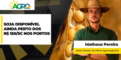 Soja disponível segue próxima das R$ 150 nos portos do Brasil e acumula valorização de R$ 20/sc desde as mínimas da temporada