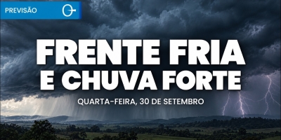 Quarta-feira terá temporais no PR e SC, chuva forte em SP e MS