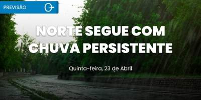 Previsão do tempo: chuva forte no Norte e calor intenso no Centro-Sul 23/04/2026
