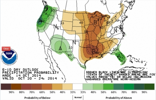 Chuvas nos EUA de 20 a 24 de outubro - Fonte: NOAA