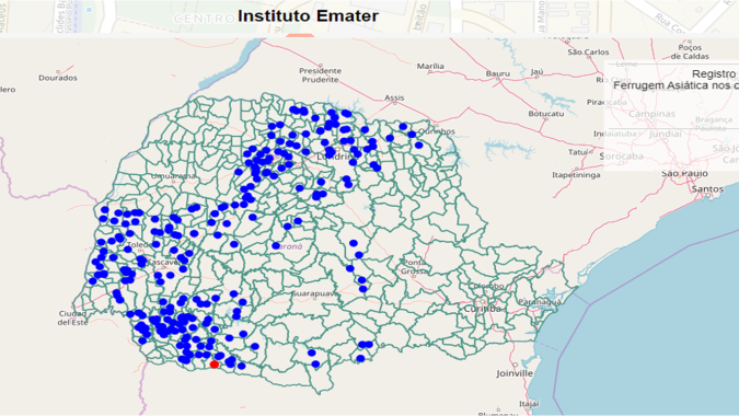 Emater/PR identifica primeiros esporos de ferrugem da safra 2019/20 em Vitorino (sudoeste do estado)