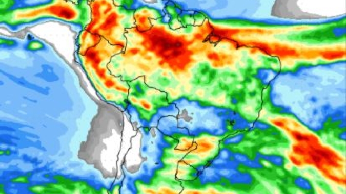 Atualização do NOAA indica chuva para o Sul do BR a partir do dia 9; BR Central seca de novo
