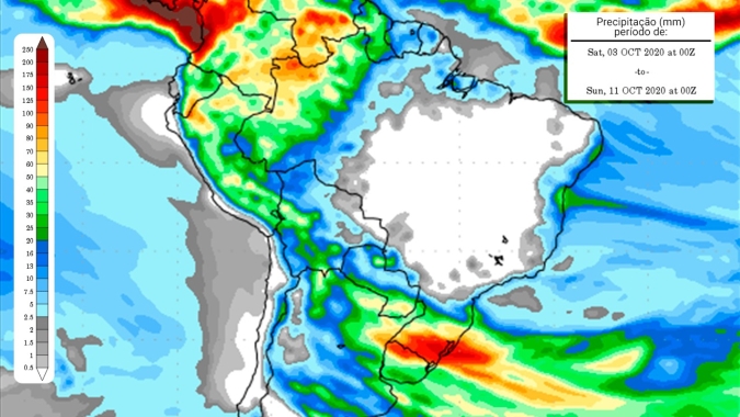 Bloqueio atmosférico na região central do país impede avanço das frentes frias. Clima seco e quente predomina até 10 de outubro