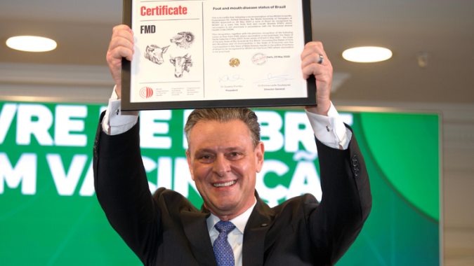 Brasil participa de cerimônia de reconhecimento como país livre de febre aftosa sem vacinação pela Organização Mundial de Saúde Animal (OMSA)