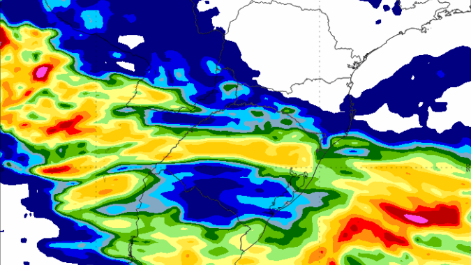 Novos mapas mostram que as chuvas previstas para esta semana no RS serão em menores volumes e mal distribuídas
