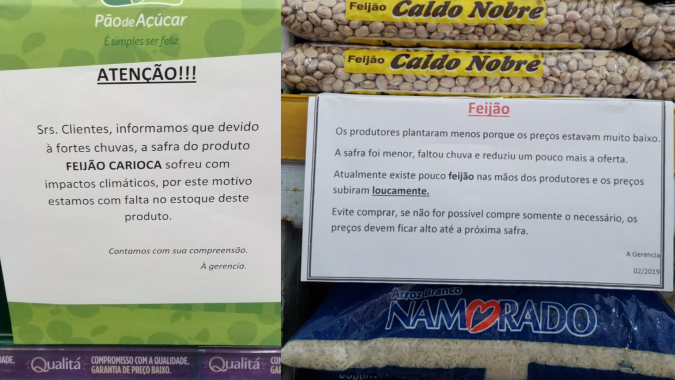 Supermercados avisam: o feijão está em falta. No campo, preço bate nos R$ 400