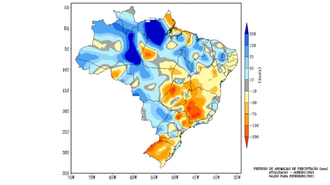 Correção: Clima para fevereiro tem chuvas abaixo da média no RS, SC, MG, GO e BA