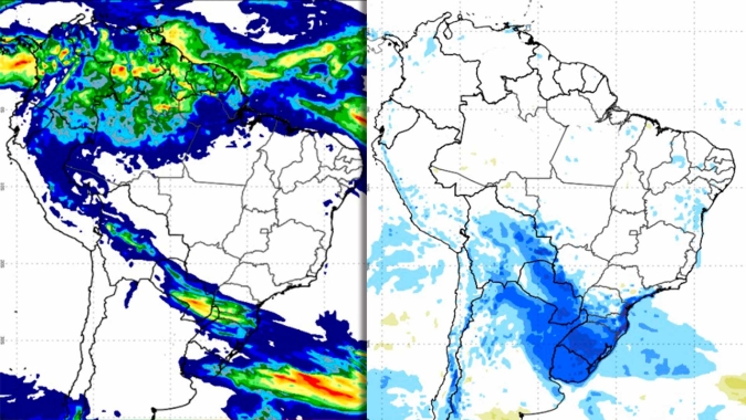 Chuvas avançam para SC e PR; massa de ar frio vem logo atrás e temperaturas podem cair mais de 10ºC no Sul