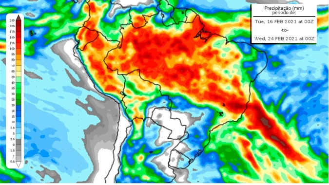 Chuvas de até 100 mm/dia são previstas para Centro-Norte do BR, mas tempo fica firme no Sul