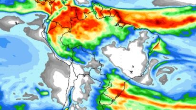 NOAA: Atualização mostra nova rodada de chuvas abrangentes no Paraná no dia 20