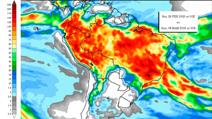 Sudeste, Centro-Oeste e Matopiba com muita chuva nos próximos 15 dias; RS segue seco