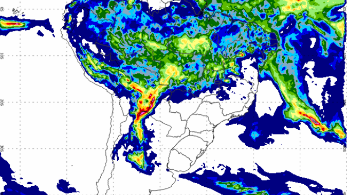 Tempo: Chuvas continuam no Centro-Norte; Modelos apontam novas chuvas pro sul a partir do dia 29