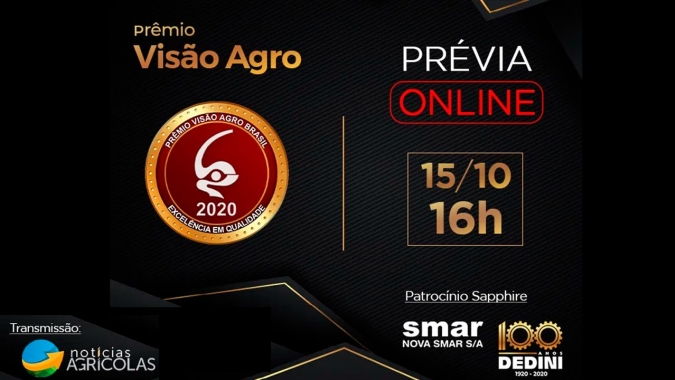 Primeiros ganhadores do Prêmio Visão Agro 2020 serão anunciados nesta quinta-feira (15) em transmissão AO VIVO pelo NA