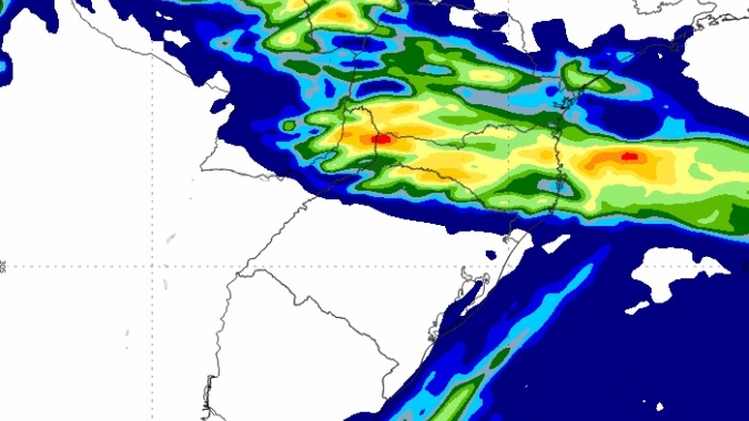 Chuvas avançam e chegam com bons volumes em Santa Catarina, Paraná e Mato Grosso do Sul