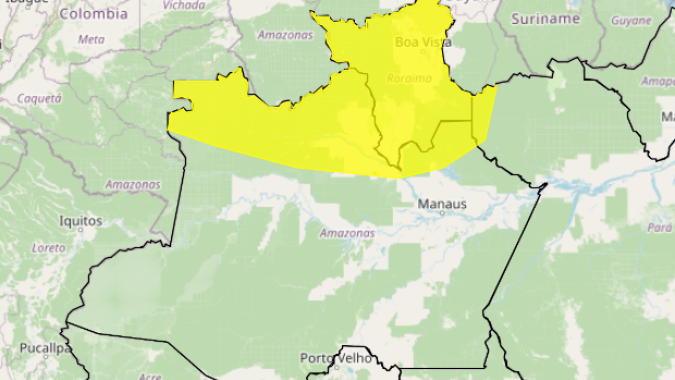 Inmet emite alerta para chuvas intensas no norte do Amazonas, Roraima e noroeste do Pará