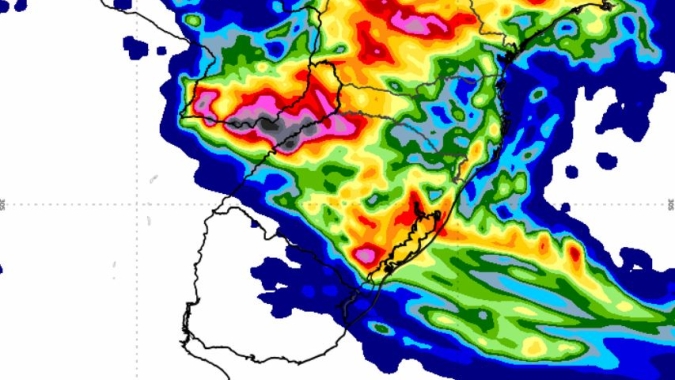 Volta a chover no Sul do BR na semana que vem, mas sistema passa muito rápido e deve manter irregularidade