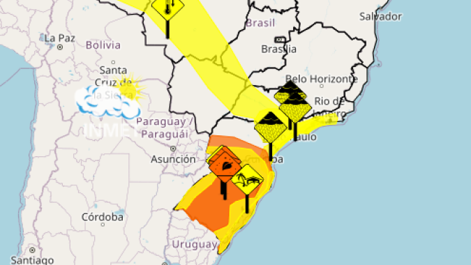 Inmet alerta para declínio de temperatura, geadas no Rio Grande do Sul e chuvas intensas em São Paulo