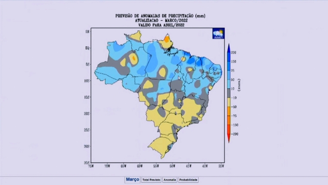 INMET: mapa de anomalias para o mês de abril mostra chuvas abaixo da média na metade Sul do país e acende alerta para segunda safra de milho