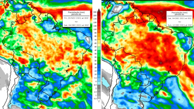 Volumes de chuvas reduzem nos próximos 15 dia nos estados do Sul e parte do MS e acende sinal de alerta para lavouras