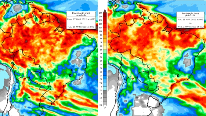 Dois fenômenos climáticos diferentes provocam chuvas no Sul ao longo da semana e seca entre MG e BA nos próximos 15 dias